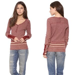Free People We the Free Sock Monkey Thermal long sleeve Small